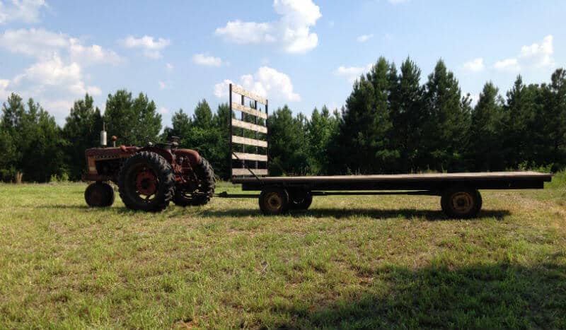 Hay trailer ready to be loaded