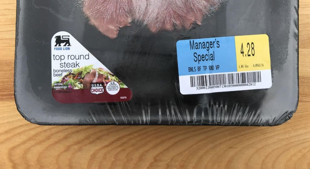 Marked down beef