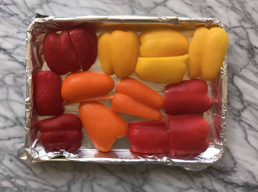 Mixed peppers about to be roasted