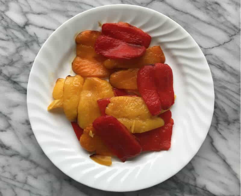 Mixed peppers that have been oven roasted | oven roasted red peppers