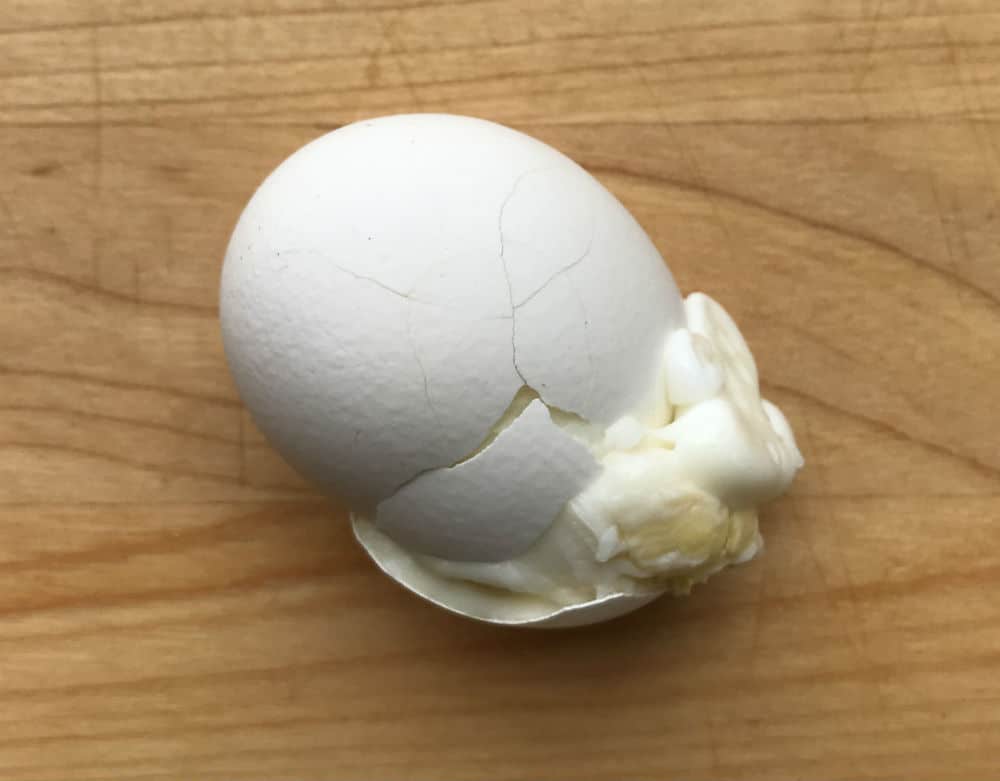 A hard boiled egg that exploded