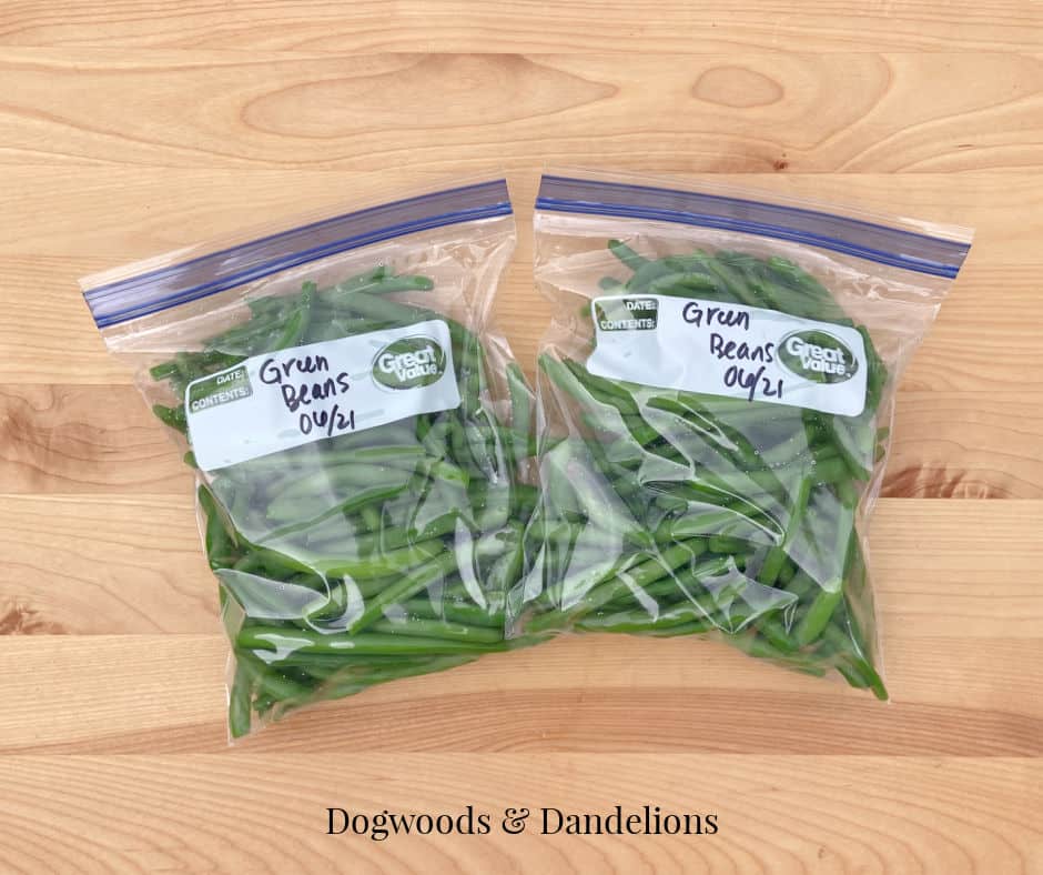 2 bags of green beans for the freezer