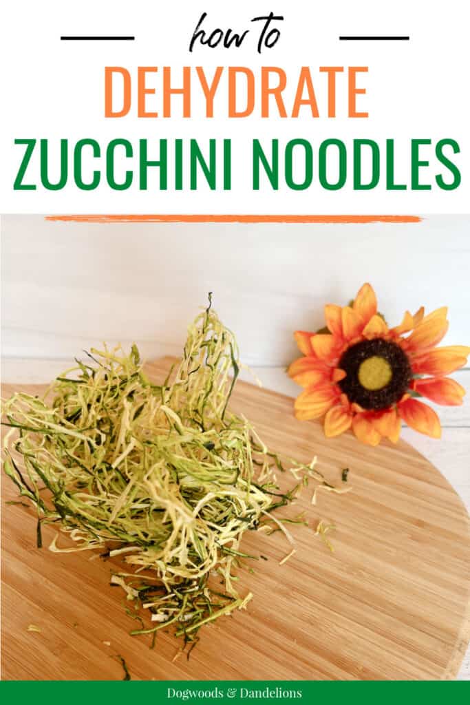 a pile of dried zucchini noodles and a sunflower