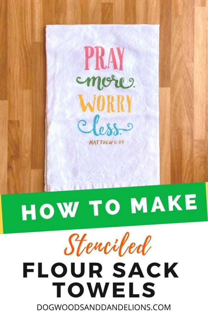 stenciled flour sack dish towels make an easy gift