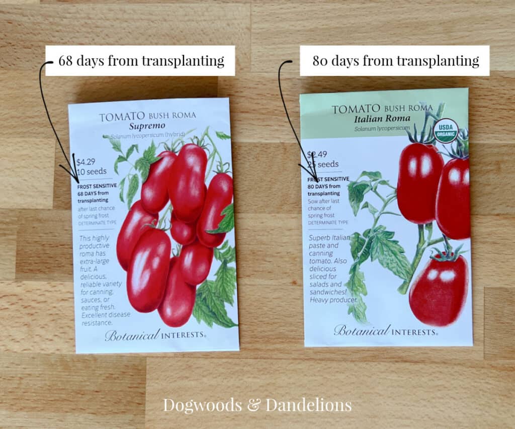 2 packets of tomato seeds