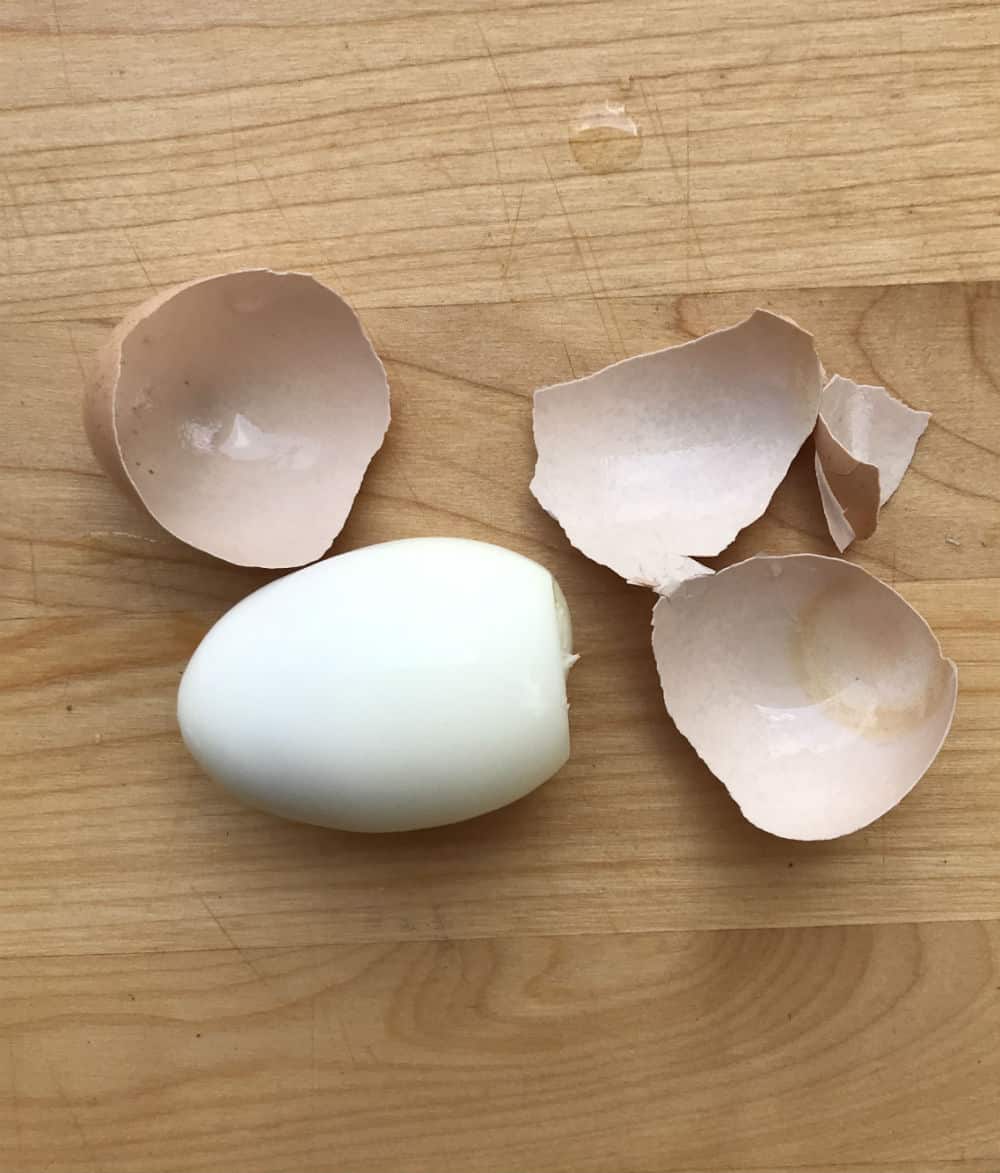 A perfectly peeled hard boiled egg.
