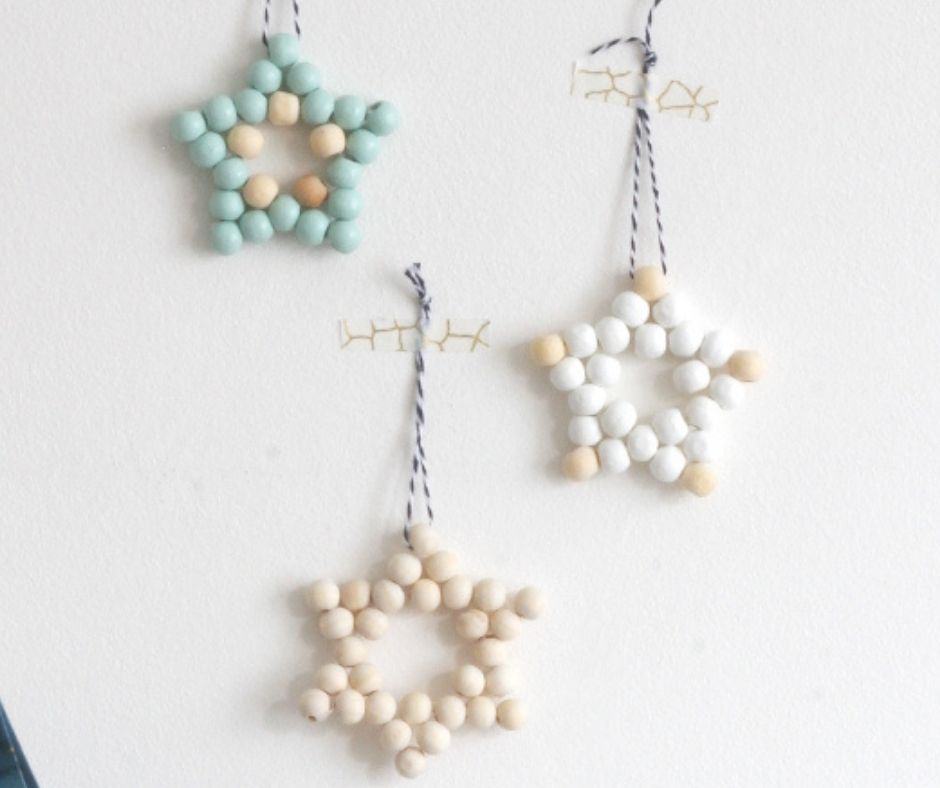 wooden bead ornaments in the shape of a star