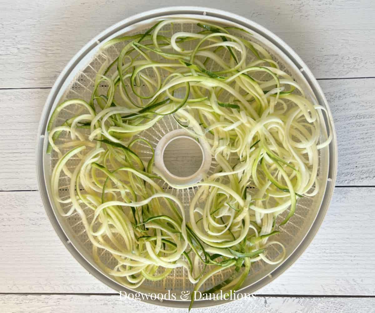 a pile of zucchini noodles before dehydrating