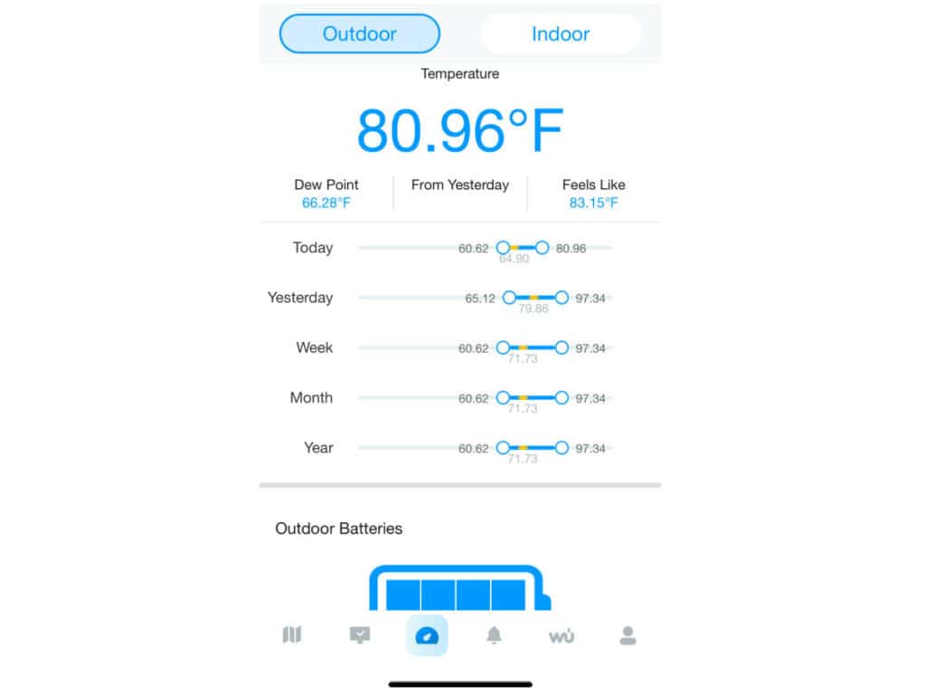 screenshot of weatherseed app-outdoor temperature